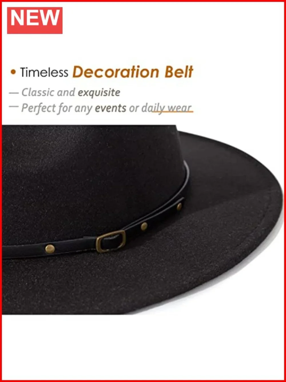 Women's Fedora Hat with Belt Buckle - Adjustable Cotton Blend Trilby,
